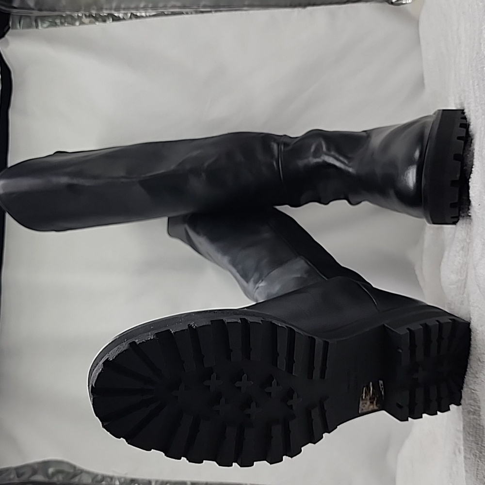 STUART WEITZMAN KNEE HIGH LUG 5050 LEATHER LIFT BLACK AWESOME BOOT LADIES 10 NEW - Picture 16 of 16